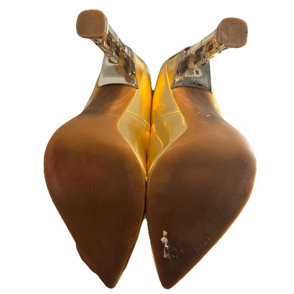 Katy Perry The Suzzie Gold Vegan Leather High Heel Chain Link Pump Womens Size 9 - Picture 5 of 6